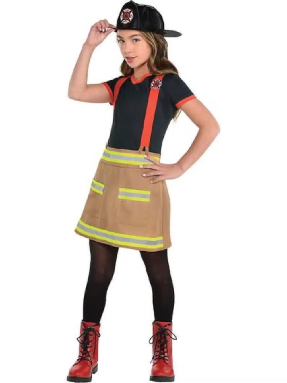 BRAND NEW girl youth firefighter halloween costume (DRESS ONLY - NO HAT) M & L